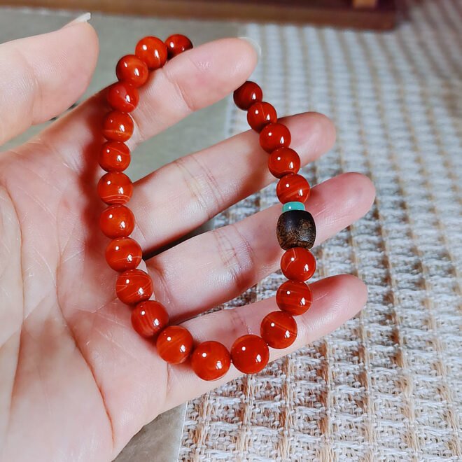 Red Agate with Agarwood & Turquoise Bracelet - Prosper·Purify·Renew - Image 6