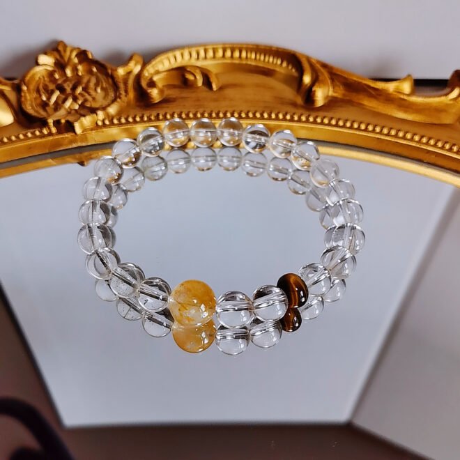 Clear quartz& Tiger’s Eye Bracelet - Clarity·Courage·Manifestation - Image 4