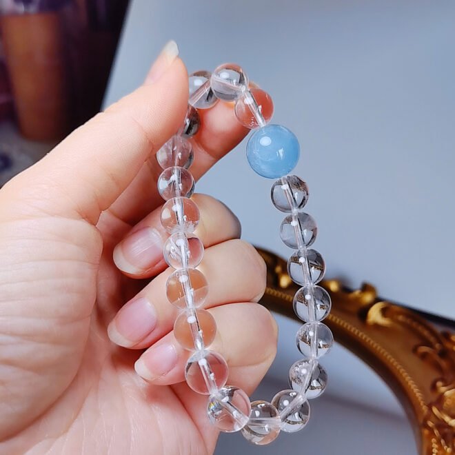 Clear quartz & Aquamarine Bracelet - Clarity·Calm·Communication - Image 7