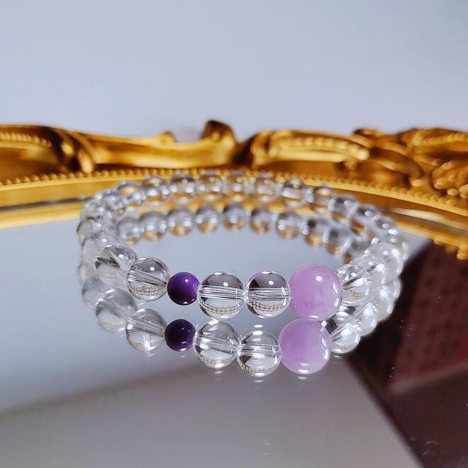 Clear Quartz with Kunzite & Lepidolite Bracelet - Purify·Balance·Harmonize - Image 7