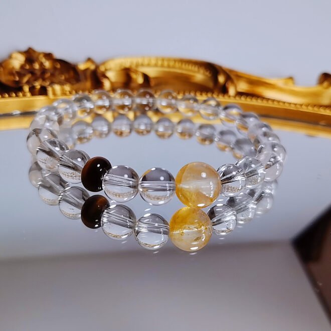 Clear quartz& Tiger’s Eye Bracelet - Clarity·Courage·Manifestation - Image 3