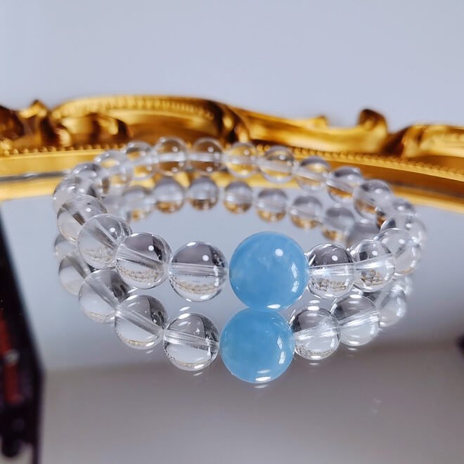 Clear quartz & Aquamarine Bracelet - Clarity·Calm·Communication - Image 6