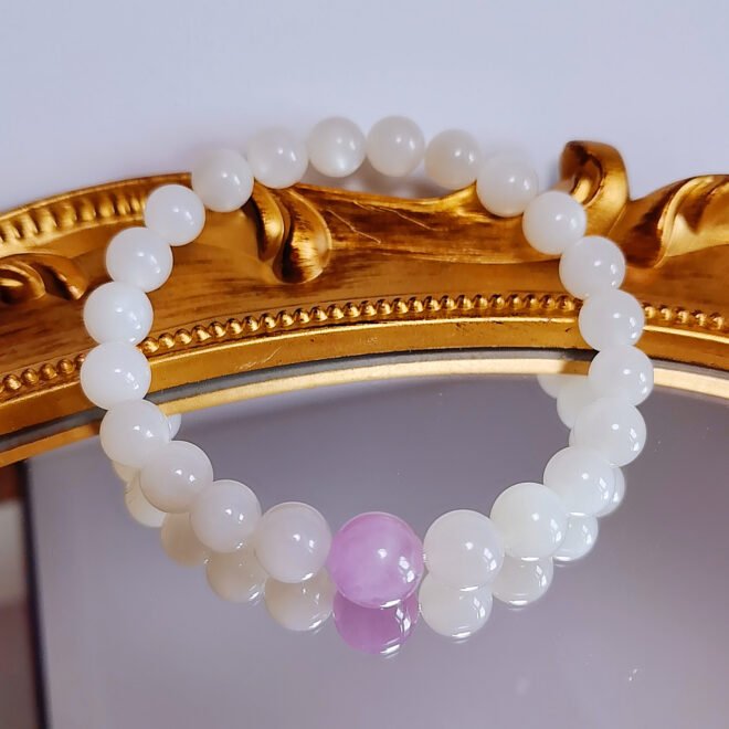 White Moonstone with Kunzite Bracelet - Calm·Love·Illuminate - Image 5