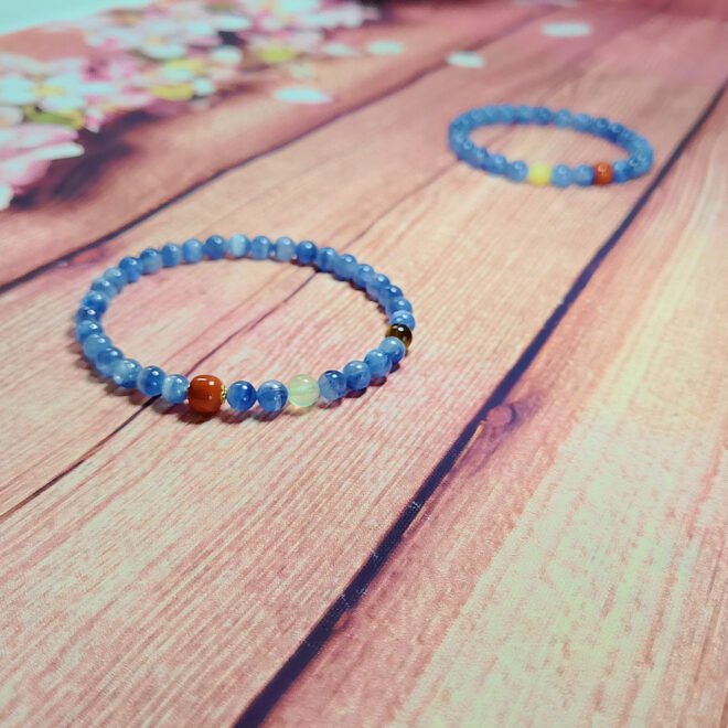 Kyanite with Red Agate, Tiger’s Eye & Prehnite Bracelet - Clarity·Vitality·Abundance - Image 7