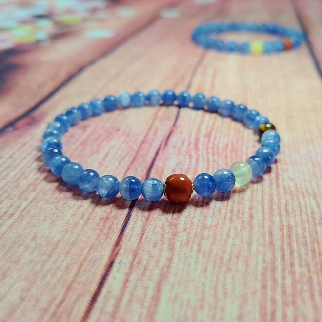 Kyanite with Red Agate, Tiger’s Eye & Prehnite Bracelet - Clarity·Vitality·Abundance - Image 6