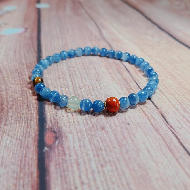 Kyanite with Red Agate, Tiger’s Eye & Prehnite Bracelet - Clarity·Vitality·Abundance - Image 5