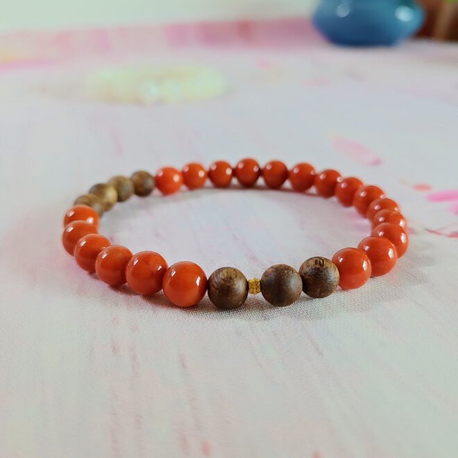 Southern Red Agate with Agarwood & 18K Gold Bracelet - Prosper·Purify·Elevate - Image 6