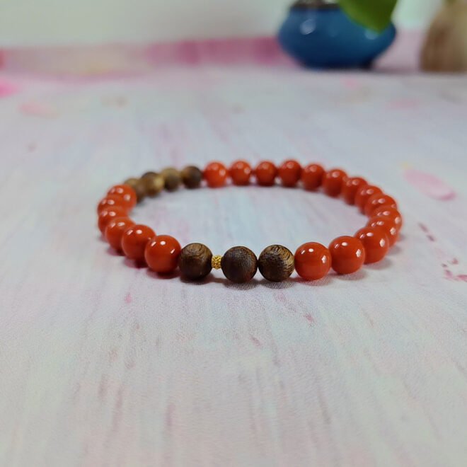 Southern Red Agate with Agarwood & 18K Gold Bracelet - Prosper·Purify·Elevate - Image 5