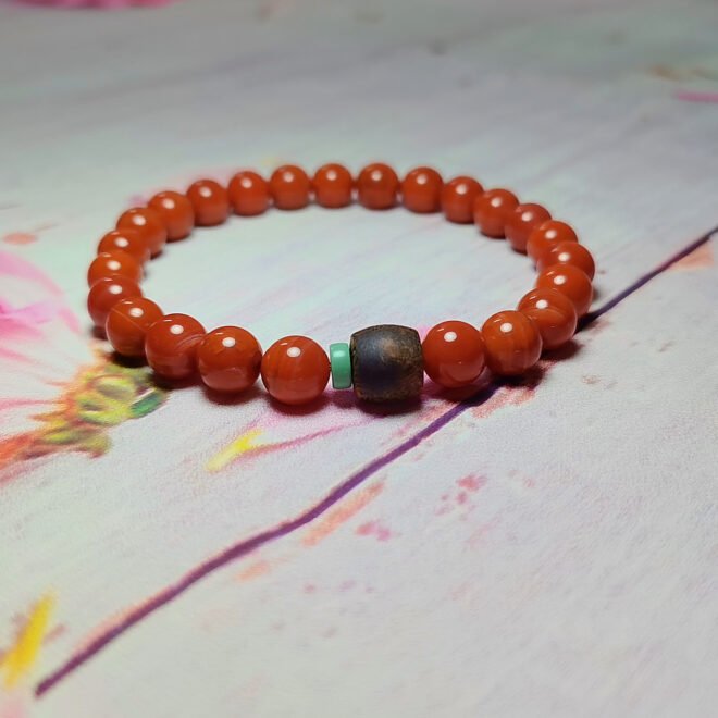 Red Agate with Agarwood & Turquoise Bracelet - Prosper·Purify·Renew - Image 5