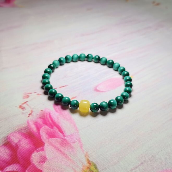 Malachite with Amber Bracelet - Heal·Balance·Prosper - Image 5