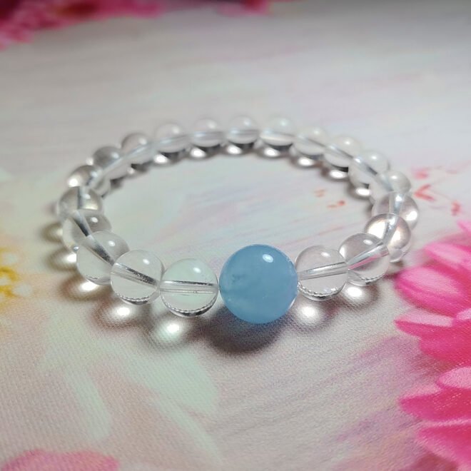 Clear quartz & Aquamarine Bracelet - Clarity·Calm·Communication - Image 5