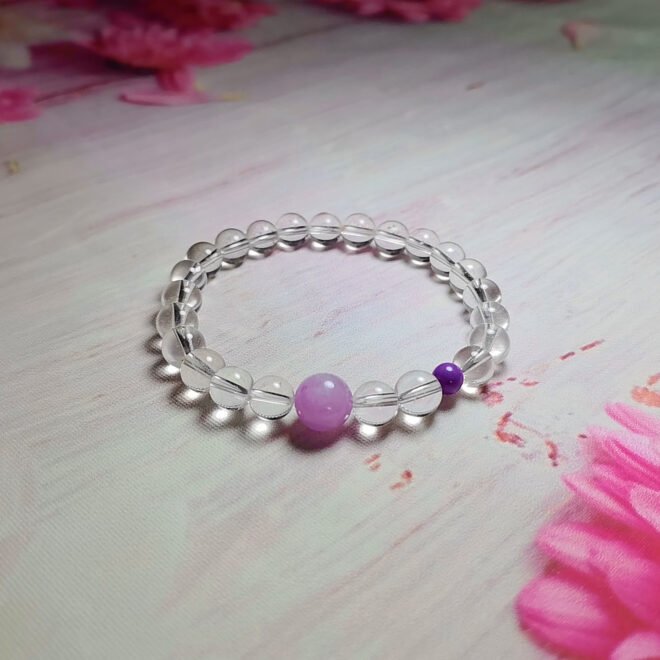 Clear Quartz with Kunzite & Lepidolite Bracelet - Purify·Balance·Harmonize - Image 6