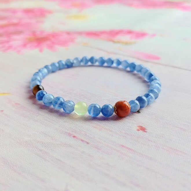 Kyanite with Red Agate, Tiger’s Eye & Prehnite Bracelet - Clarity·Vitality·Abundance - Image 4
