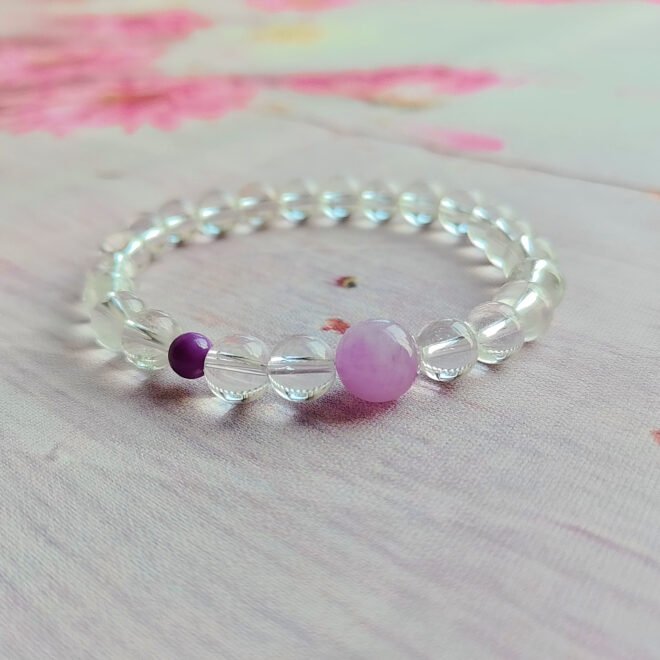 Clear Quartz with Kunzite & Lepidolite Bracelet - Purify·Balance·Harmonize - Image 5