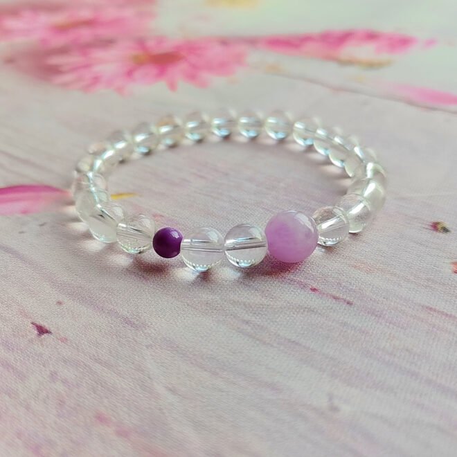 Clear Quartz with Kunzite & Lepidolite Bracelet - Purify·Balance·Harmonize - Image 4