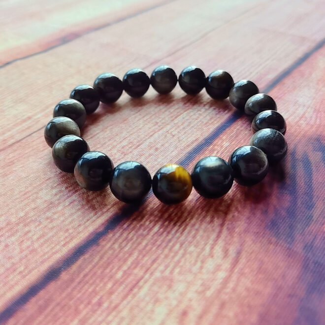 Silver Obsidian with Tiger’s Eye Bracelet - Protect·Focus·Empower - Image 8