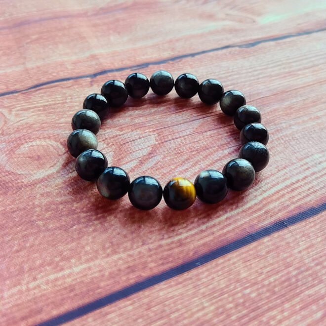 Silver Obsidian with Tiger’s Eye Bracelet - Protect·Focus·Empower - Image 7