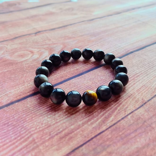 Silver Obsidian with Tiger’s Eye Bracelet - Protect·Focus·Empower - Image 6