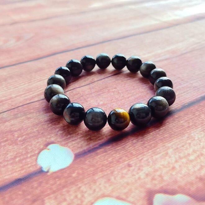 Silver Obsidian with Tiger’s Eye Bracelet - Protect·Focus·Empower - Image 5