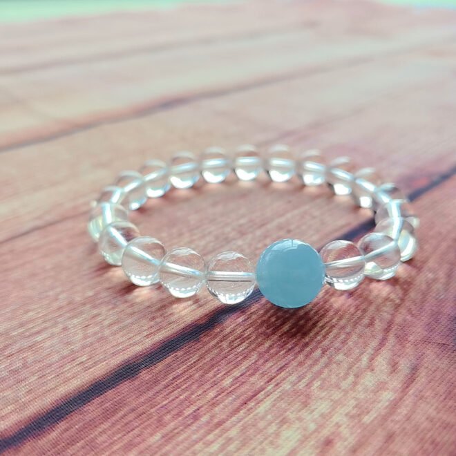 Clear quartz & Aquamarine Bracelet - Clarity·Calm·Communication - Image 4