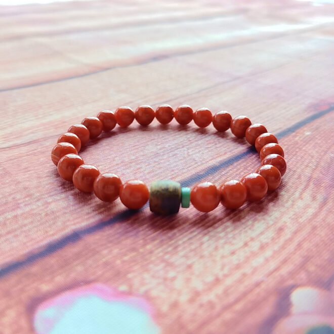 Red Agate with Agarwood & Turquoise Bracelet - Prosper·Purify·Renew - Image 2
