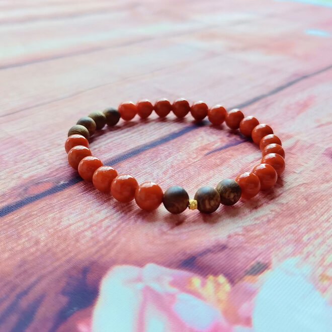 Southern Red Agate with Agarwood & 18K Gold Bracelet - Prosper·Purify·Elevate - Image 4