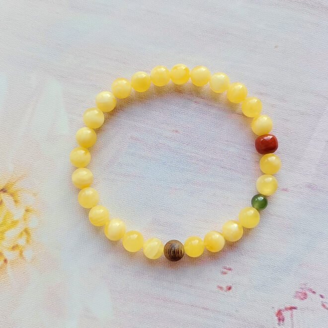 Amber with Red Agate, Agarwood & Jade Bracelet - Nurture·Protect·Prosper - Image 4