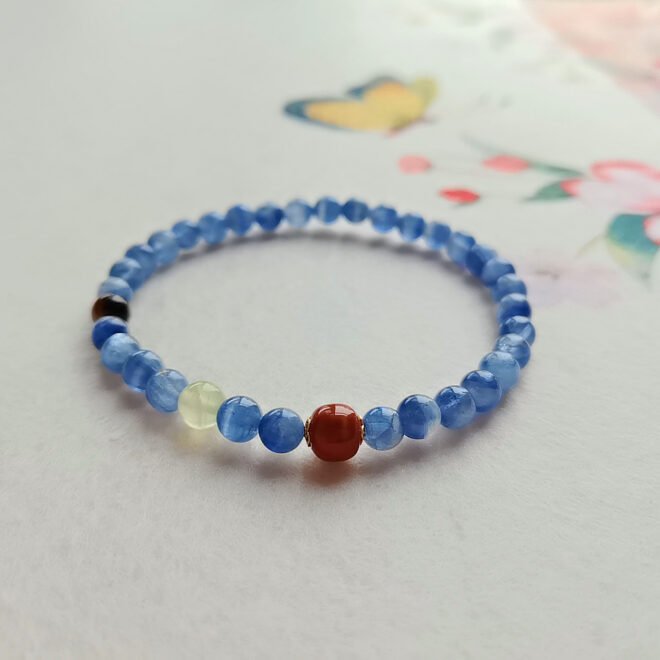 Kyanite with Red Agate, Tiger’s Eye & Prehnite Bracelet - Clarity·Vitality·Abundance - Image 3