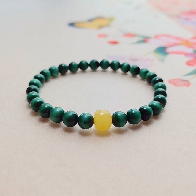 Malachite with Amber Bracelet - Heal·Balance·Prosper - Image 4