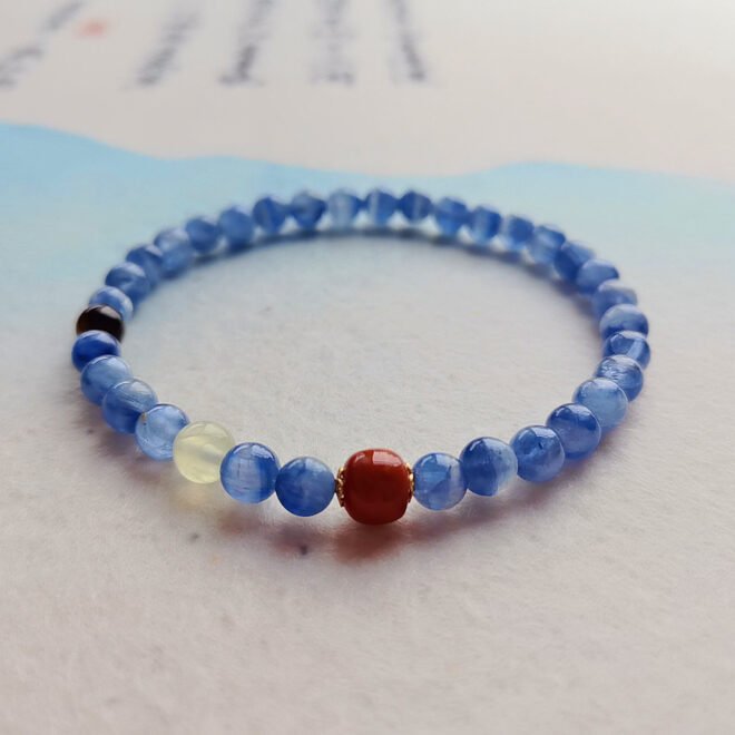 Kyanite with Red Agate, Tiger’s Eye & Prehnite Bracelet - Clarity·Vitality·Abundance - Image 2
