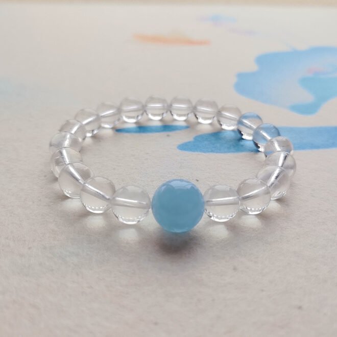 Clear quartz & Aquamarine Bracelet - Clarity·Calm·Communication - Image 3