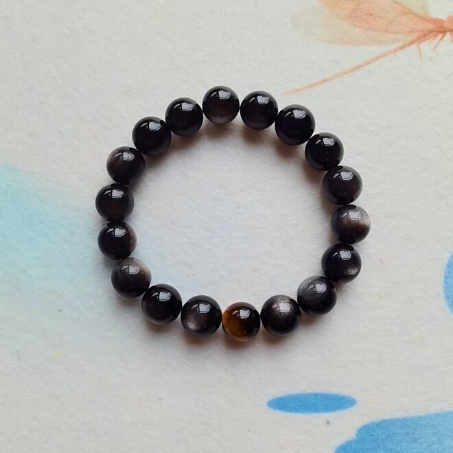 Silver Obsidian with Tiger’s Eye Bracelet - Protect·Focus·Empower - Image 3