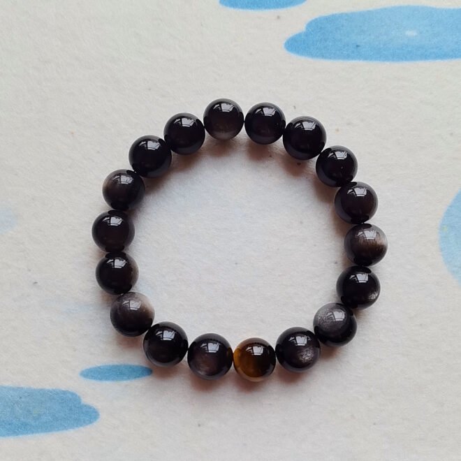 Silver Obsidian with Tiger’s Eye Bracelet - Protect·Focus·Empower - Image 2