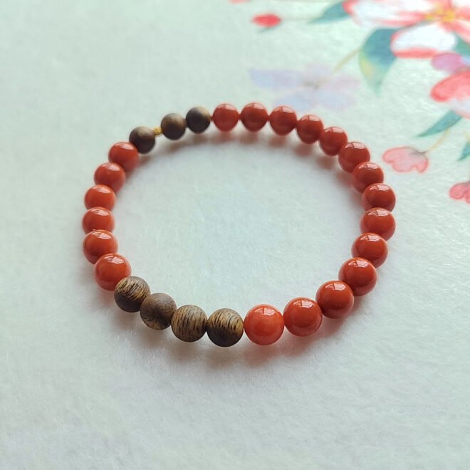 Southern Red Agate with Agarwood & 18K Gold Bracelet - Prosper·Purify·Elevate - Image 2