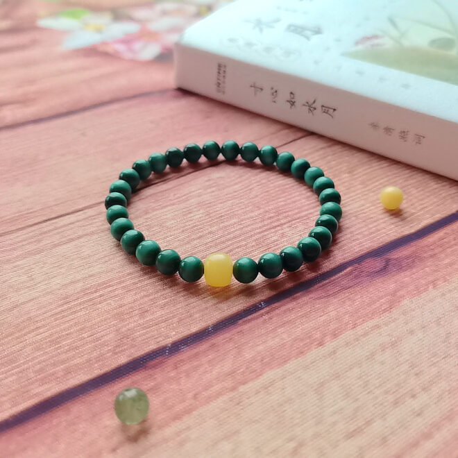 Malachite with Amber Bracelet - Heal·Balance·Prosper - Image 2