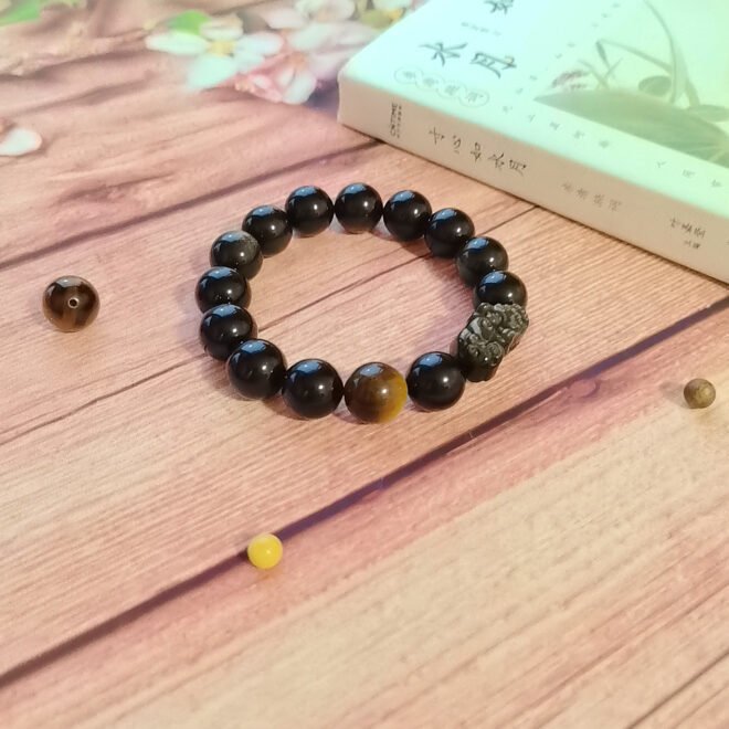 Golden Obsidian with Pi Xiu & Tiger’s Eye Bracelet - Prosper·Shield·Empower - Image 2
