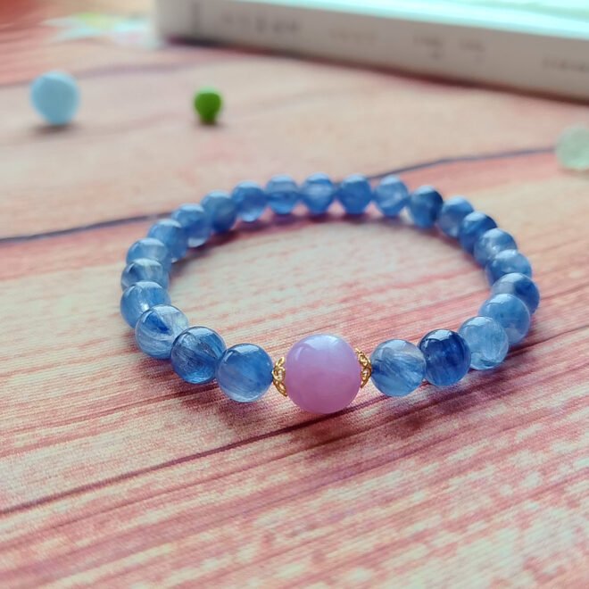 Kyanite with Kunzite & 18K Gold Bracelet - Clarity·Love·Elevate - Image 7