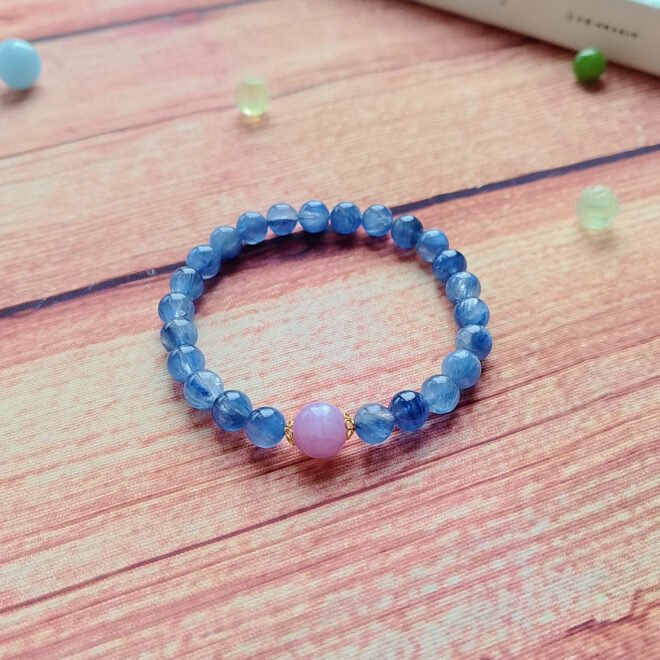 Kyanite with Kunzite & 18K Gold Bracelet - Clarity·Love·Elevate - Image 6