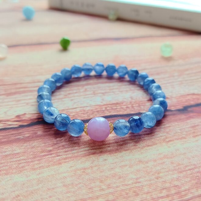 Kyanite with Kunzite & 18K Gold Bracelet - Clarity·Love·Elevate - Image 5