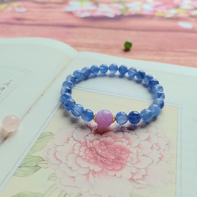 Kyanite with Kunzite & 18K Gold Bracelet - Clarity·Love·Elevate - Image 3