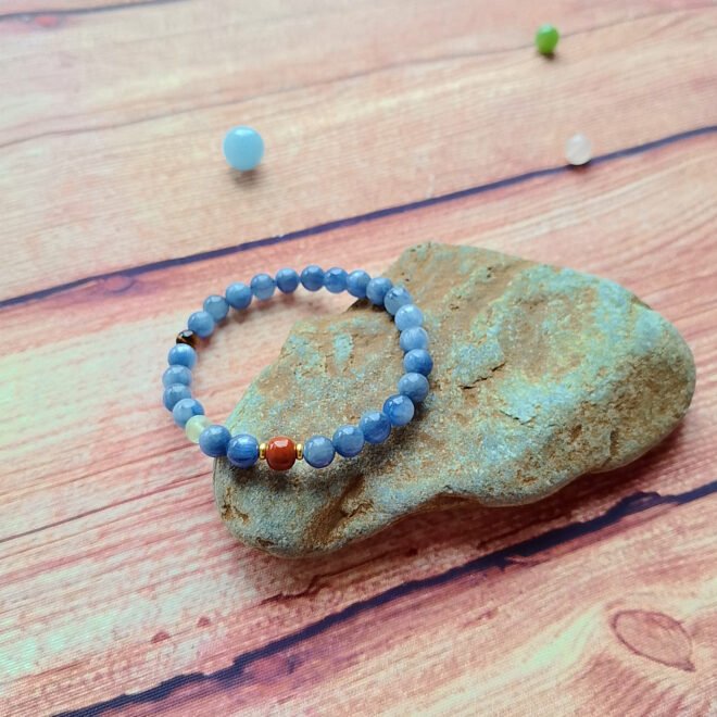Kyanite with Red Agate, Tiger’s Eye & S925 Silver Bracelet - Focus·Vitality·Protect - Image 7