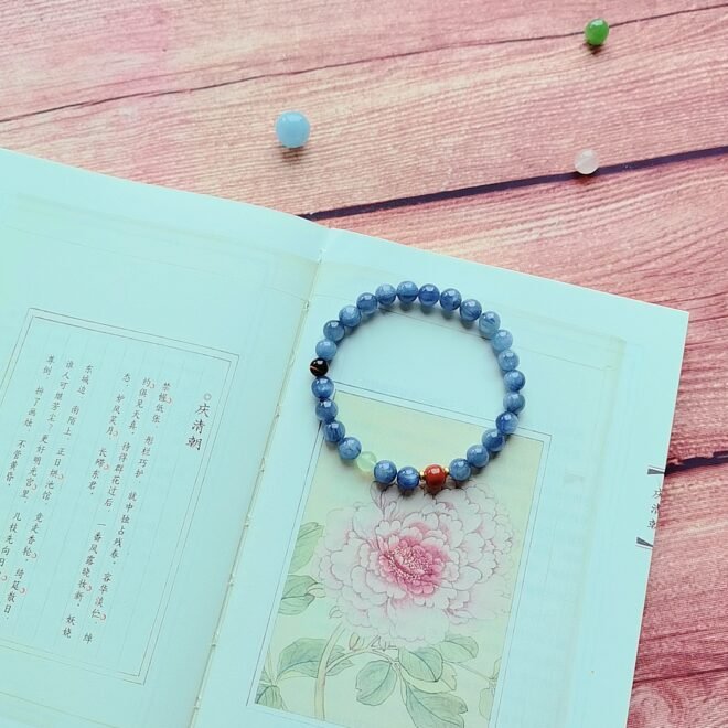 Kyanite with Red Agate, Tiger’s Eye & S925 Silver Bracelet - Focus·Vitality·Protect - Image 6