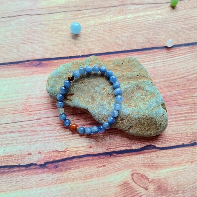 Kyanite with Red Agate, Tiger’s Eye & S925 Silver Bracelet - Focus·Vitality·Protect - Image 5