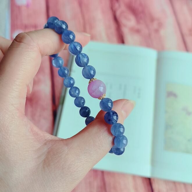 Kyanite with Kunzite & 18K Gold Bracelet - Clarity·Love·Elevate - Image 2