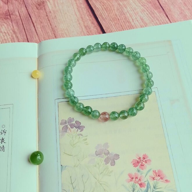 Green Strawberry Quartz with Red Strawberry Quartz Bracelet - Love·Harmony·Manifest - Image 7