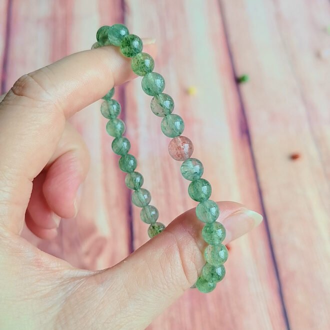 Green Strawberry Quartz with Red Strawberry Quartz Bracelet - Love·Harmony·Manifest - Image 3