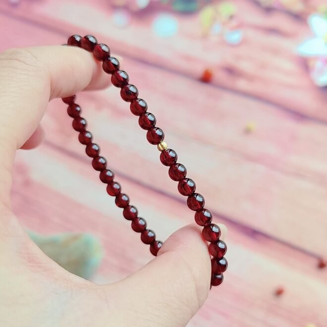 Red Garnet with 18K Gold Bracelet - Passion·Vitality·Protect - Image 2